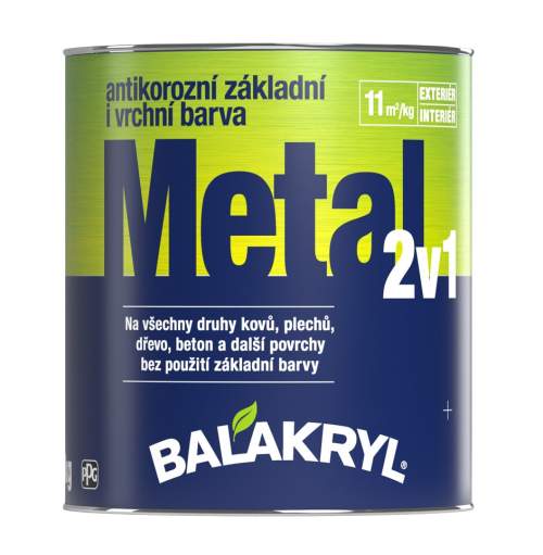 BALAKRYL METAL 2v1 základní a vrchní barva na kov 0.7 kg černá RAL 9005
