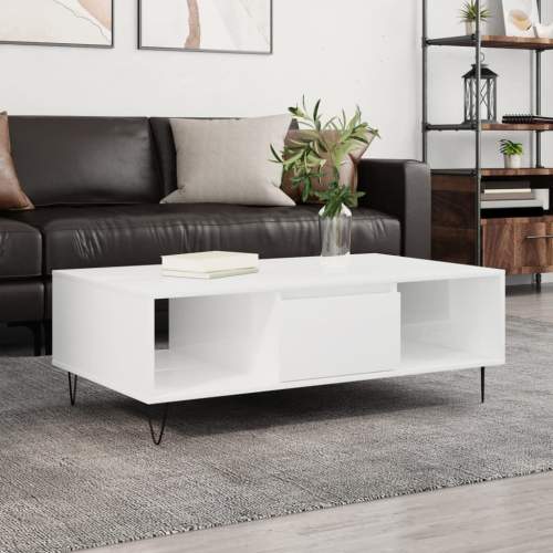 vidaXL Konferenční stolek lesklý bílý 104x60x35 cm kompozitní dřevo