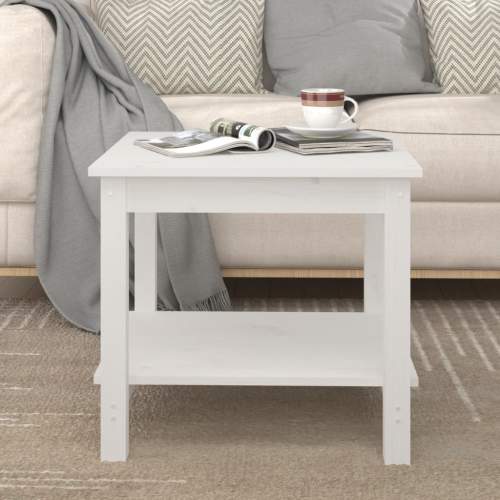vidaXL Konferenční stolek bílý 50 x 50 x 45 cm masivní borové dřevo