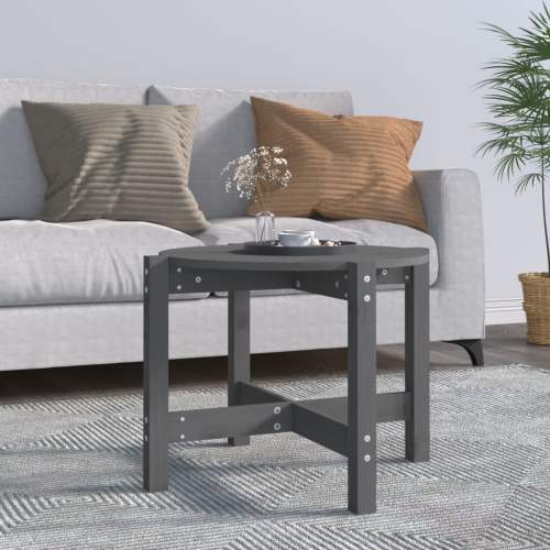 vidaXL Konferenční stolek šedý Ø 62,5 x 45 cm masivní borové dřevo