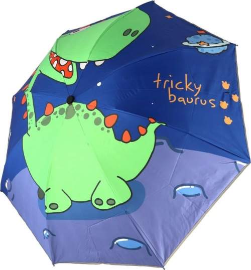 Teddies Deštník Dinosaurus skládací 25cm modrý