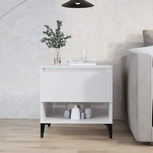 vidaXL Odkládací stolek bílý vysoký lesk 50x46x50 cm kompozitní dřevo