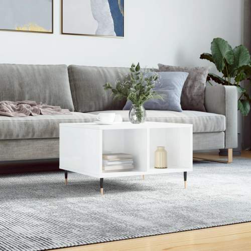 vidaXL Konferenční stolek bílý s leskem 60x50x36,5 cm kompozitní dřevo