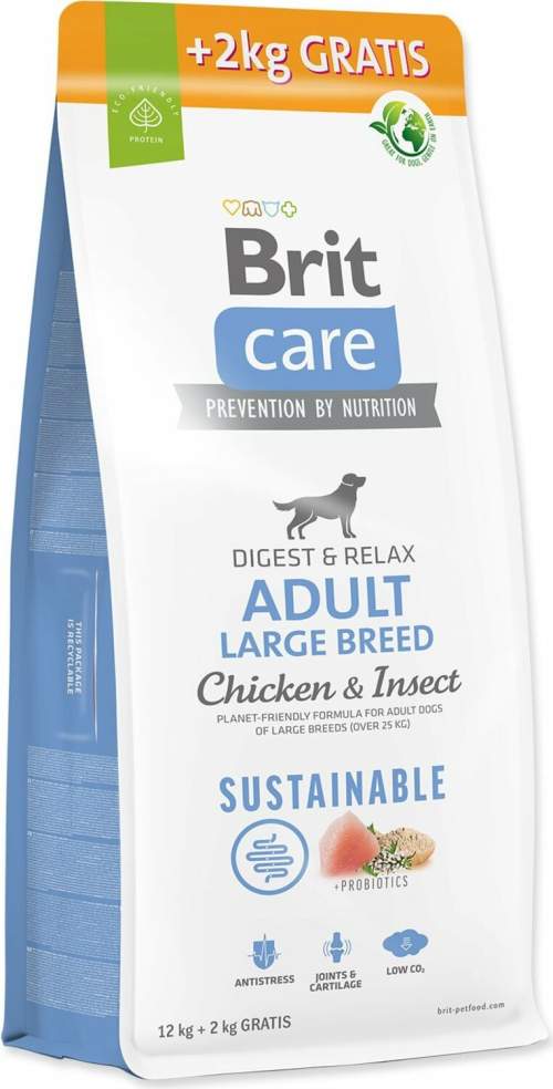 Brit Care Dog Sustainable Adult Large Breed Chicken & Insect 12 + 2 kg