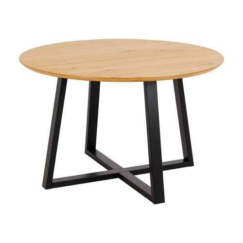 Scandi Dubový jídelní stůl Malice 120 cm s matnou černou podnoží