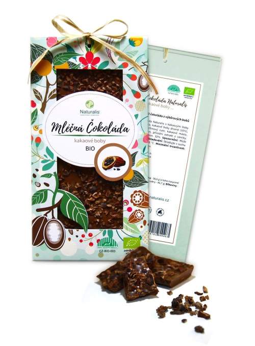 Naturalis Čokoláda s kakaovými boby mléčná BIO 80g