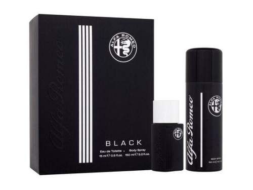 Alfa Romeo Black dárková kazeta pro muže toaletní voda 15 ml + tělový sprej 150 ml