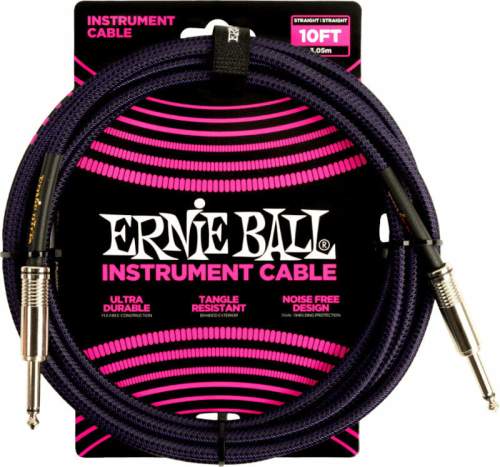 Ernie Ball Braided Straight Straight Inst Cable Černá-Fialová 3 m Rovný - Lomený