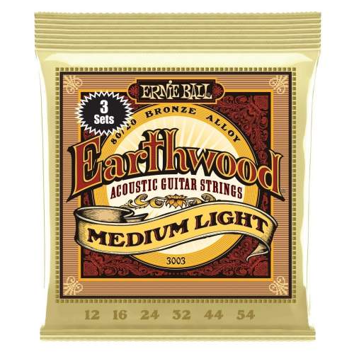 Ernie Ball 3003 Earthwood 80/20 Bronze Medium-Light 3 Pack
