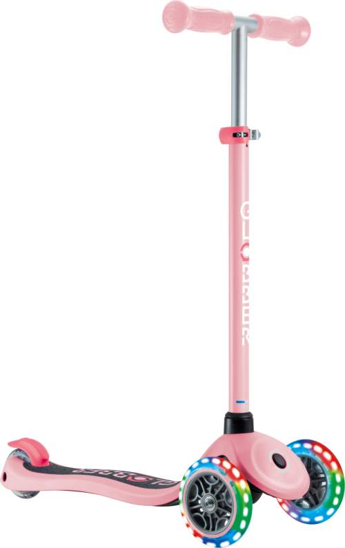 Globber Dětská tříkolová koloběžka Primo - svítící kola - pastelově růžová