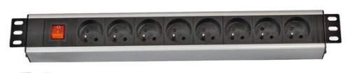 Lexi -NET -19" rozvodný panel 8x230V, ČSN, vypínač, indikátor napětí, kabel 3m, 1U