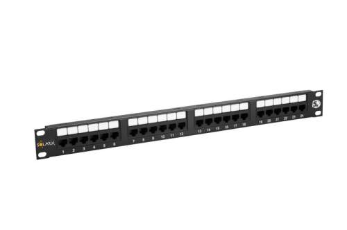Solarix 19" Patch panel 24 x RJ45 CAT5E UTP 150 MHz černý 1U, SX24-5E-UTP-BK, 24000240