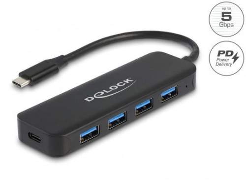 Delock Rozbočovač USB Type-C 4 porty USB 3.2 Gen 1 a s Power Delivery 85 W