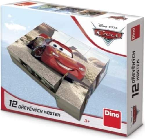 Dino Dřevěné licenční kostky Cars: Jízda 12 kostek