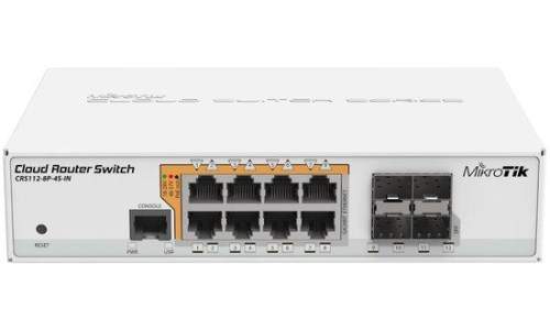 MikroTik Cloud Router Switch CRS112-8P-4S-IN, 8x GLAN s PoE, 4x SFP, LOS 5 (CRS112-8P-4S-IN)
