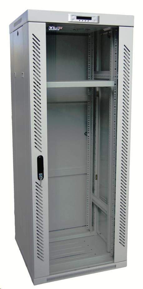 LEXI-Net 19\&quot; stojanový rozvaděč 37U 600x600 rozebiratelný, ventilační jednotka, termostat, kolečka, 600kg, sklo, šedý (LS37U-60-60)
