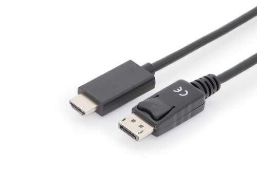 Digitus kabelový adaptér DisplayPort, DP - HDMI typu A, M / M, 1,0 m, s blokováním, DP 1.2_HDMI 2.0, 4K / 60Hz, CE, bl AK-340303-010-S
