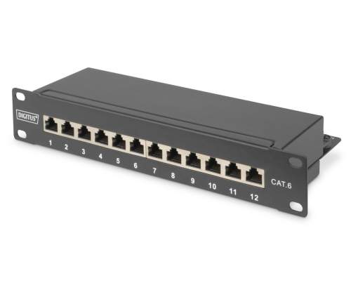 DIGITUS Patch panel, CAT6, 10\", 12xSTP RJ45, černá (DN-91612S)