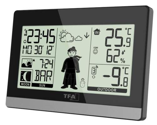 TFA domácí meteostanice s předpovědí počasí a postavičkou WEATHER BOY - černá