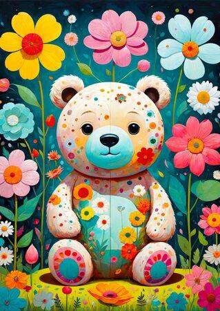 ENJOY Puzzle Květinový medvídek 1000 dílků