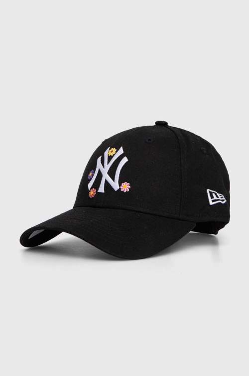New Era Bavlněná baseballová čepice černá barva, s aplikací, NEW YORK YANKEES