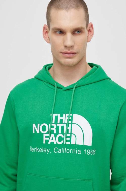 The North Face Bavlněná mikina M Berkeley California Hoodie pánská, zelená barva, s kapucí, s potiskem, NF0A55GFPO81