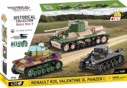 Cobi 3 tanky: Panzer I, Valentine IX, Renault R, 1:35, Muzeum tanků, Les Blindes in Sau