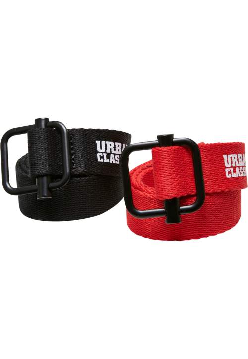 Urban Classics Industriální plátěný pásek Kids 2-Pack černo/červený