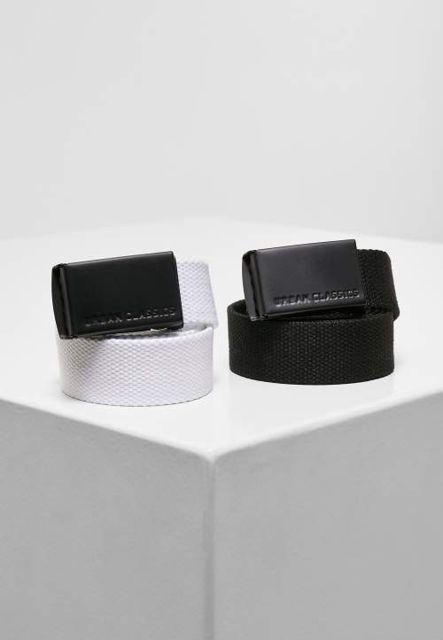 Urban Classics Plátěný pásek Kids 2-Pack black+white