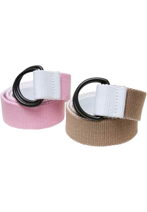 Urban Classics Easy D-Ring Belt Kids 2-Pack bílá/béžová+bílá/růžová