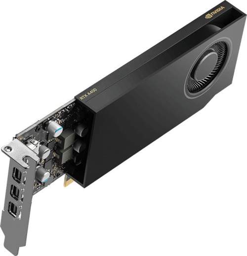 PNY NVIDIA A400 4GB / 4GB GDDR6 / PCI-E / 4x miniDP / LP bracket / 4x adaptér miniDP > DP, VCNRTXA400-PB
