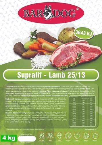 Bar Dog Supralif Lamb 25/13 4kg