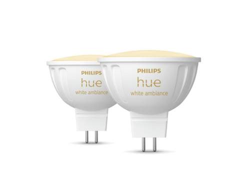 Philips Hue Smart žárovky - Chytrá LED žárovka GU5,3, MR16, 5,1 W, stmívatelná, bílé světlo, 2ks 929003575202