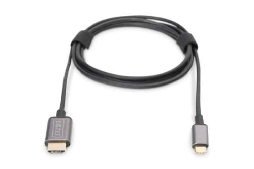 Digitus USB-C HDMI kabelový adaptér 1,8 m 4K/30 Hz černý kovový kryt DA-70821