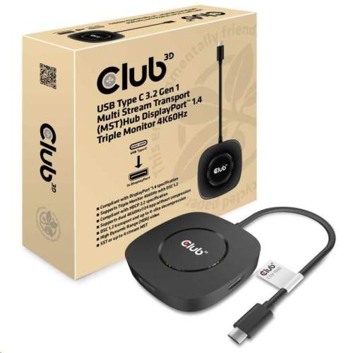 Club3D Video hub MST Multi Stream Transport USB-C 3.2 Gen1 na 3x DisplayPort 1.4 4K60Hz CSV-1550