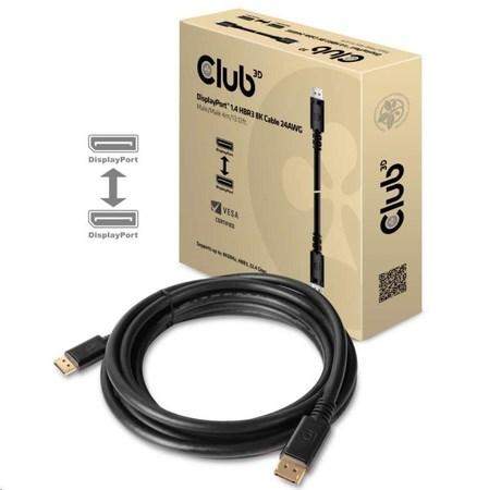 Club3D Kabel certifikovaný DisplayPort 1.4 HBR3, 8K60Hz (M/M), černé koncovky, 4m, 24 AWG (CAC-1069B)
