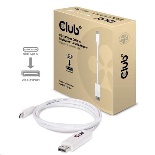 Club3D Adaptér USB 3.1 typ C na DisplayPort 1.2 4K60Hz UHD 1,2m (M/M) (CAC-1517)
