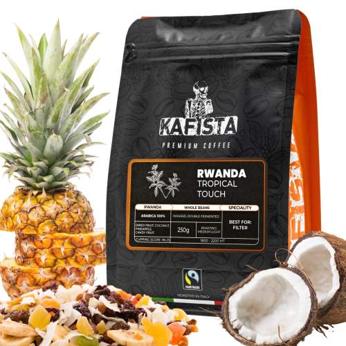 Kafista Výběrová káva Rwanda Tropical Touch 100% Arabica Zrnková Káva 2x250g