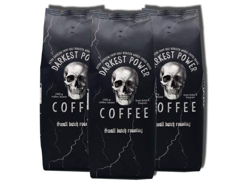 Guggenheimer Darkest Power Espresso 100% Robusta Silná crema celá zrna 3x1000g
