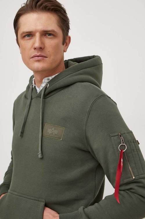 Alpha Industries Mikina pánská zelená s kapucí