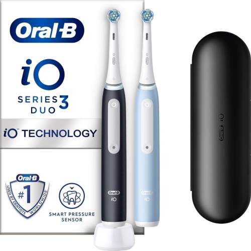 Oral-B iO3 Matt Black/Ice Blue Duo Edition magnetické zubní kartáčky