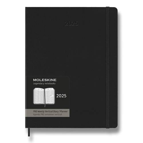 Moleskine 2025 PRO tvrdé desky XL týdenní vertikální černý