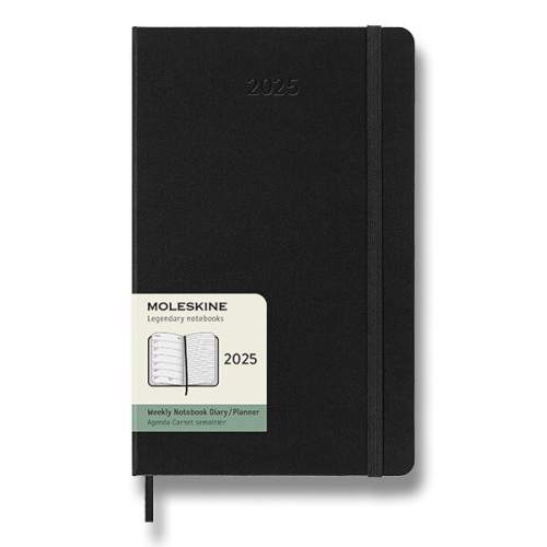 Moleskine 2025 tvrdé desky L týdenní černý