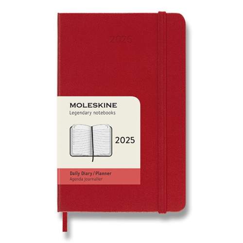 Moleskine 2025 tvrdé desky S denní červený