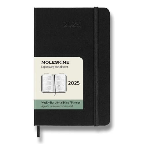 Moleskine Diář 2025 - tvrdé desky S, týdenní, horizontální, černý