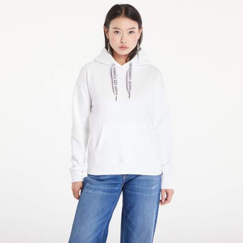 Tommy Jeans Boxy Logo Drawcord Hoodie White XS