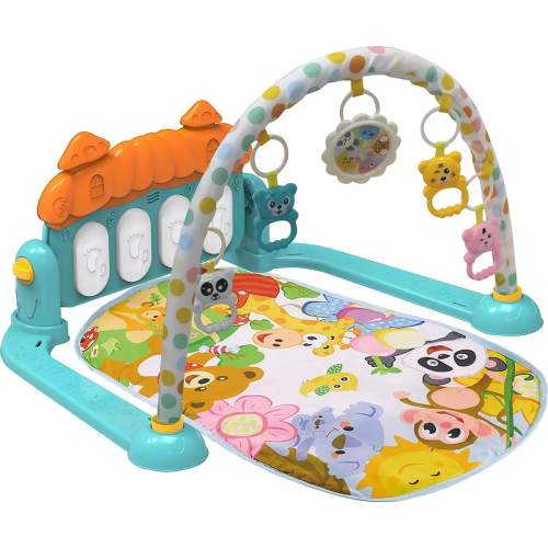CHIPOLINO Hrací deka s piánkem Zoo party modrá