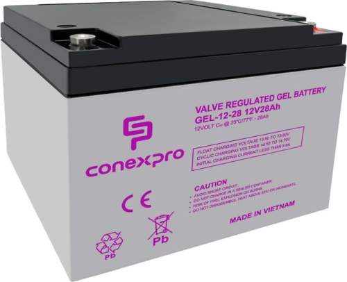 Conexpro baterie gelová, 12V, 28Ah, životnost 10-12 let, M5, Deep cycle GEL-12-28