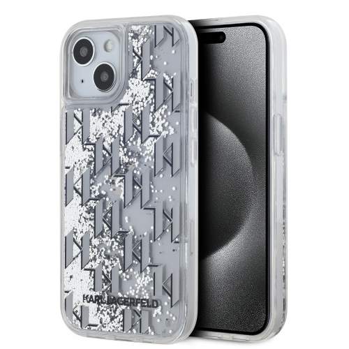 Karl Lagerfeld Liquid Glitter Monogram Gradient zadní kryt iPhone 14 bílý