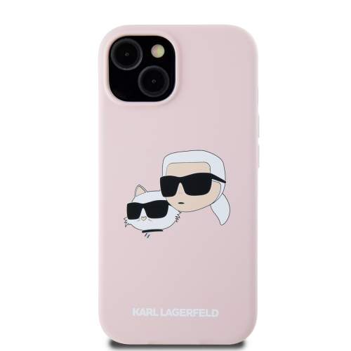 Karl Lagerfeld Liquid Silicone Double Heads Magsafe zadní kryt iPhone 15 růžový